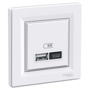 SCHNEİDER ELECTRİC EPH2700321 ASFORA USB PRİZİ 2.4A İKİLİ TYPE A+C BEYAZ