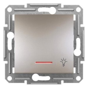 SCHNEİDER ELECTRİC EPH1800169 ASFORA PLUS IŞIKLI LİHT BUTONU "IŞIK" İŞARETLİ BRONZ VİDASIZ ÇERÇEVESİZ