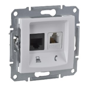 SCHNEIDER ELECTRIC SEDNA TEL+VERİ ÇIKIŞI RJ11 + RJ45 CAT.6 UTP ÇERÇEVESİZ BEYAZ