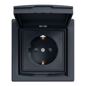 SCHNEİDER ELECTRİC EPH3100371 ASFORA PLUS KAPAKLI TOPRAKLI PRİZ IP44 ANTRASİT VİDALI ÇERÇEVELİ