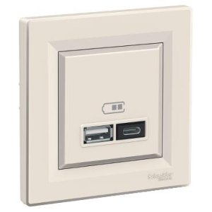 SCHNEIDER ELECTRIC ASFORA USB PRİZİ 2.4A İKİLİ TYPE A+C KREM EPH2700323