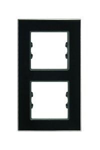 Asfir Schneider Asfora Serisine Özel İkili Parlak Siyah Plexiglas Dikey Anahtar Priz Çerçevesi