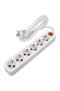 Ayka 77 601 02 2 Metre Altılı Anahtarlı Klemensli Grup Priz