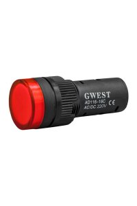 Gwest 16-110V-K 110V 16mm Kırmızı Ledli Sinyal Lambası