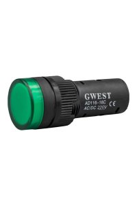 Gwest 16-Y 220V 16mm Yeşil Ledli Sinyal Lambası