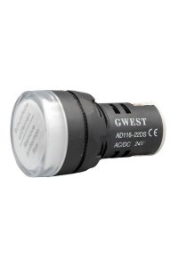 Gwest 22-24V-B 24V 22mm Beyaz Ledli Sinyal Lambası