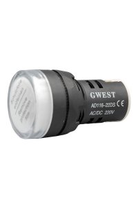 Gwest 22-B 220V 22mm Beyaz Ledli Sinyal Lambası