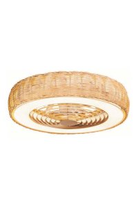 Kaşkar Taflan RTN-24 35W 65cm Ahşap Rattan Gizli Kanatlı Uzaktan Kumandalı Lambalı Tavan Vantilatörü