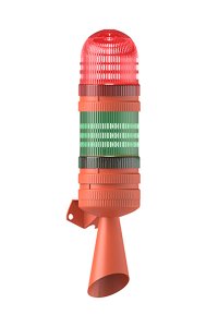 Mesan MS 5836.1.2.12-24VAC/DC Kırmızı-Yeşil Led İkaz Lambalı Flaşörlü Elektronik Siren