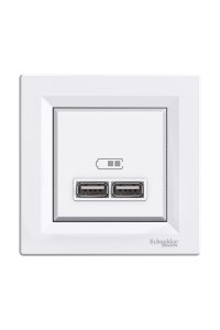 Schneider EPH2700221 İkili 2.1A Asfora Beyaz USB Priz