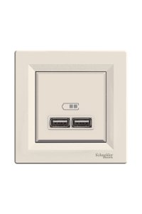 Schneider EPH2700223 İkili 2.1A Asfora Krem USB Priz