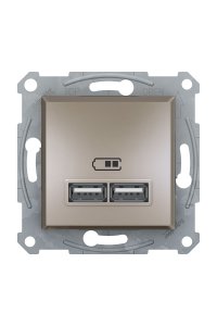 Schneider EPH2700269 İkili 2.1A Asfora Bronz USB Priz