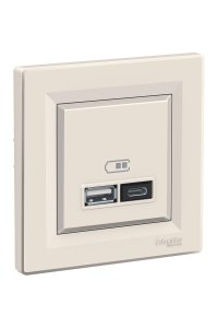 Schneider EPH2700323 Asfora 2li 2.4A Krem USB Prizi