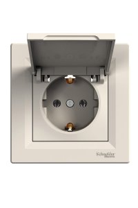 Schneider EPH3100123 Asfora IP44 Krem Kapaklı Topraklı Priz