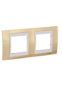 Schneider MGU66.004.504 Top Altın/Beyaz 2li Priz Çerçevesi
