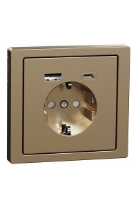 Schneider MTN2367-6051 Şampanya Metalik USBli Topraklı Priz