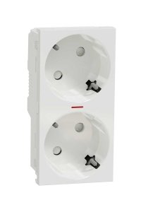 Schneider NU306718AS Unica 2li Korumalı Işklı Topraklı Priz