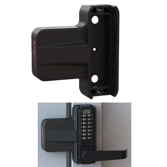 Adapter for installing the 2835/2830 locks on Vinyl & Ornamental Gates, Black