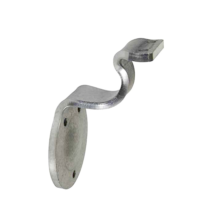 Wall Mount Handrail Bracket, Stamped Aluminum, Round Saddle, 2-1/2" Wall Clearance, 3 mounting holes