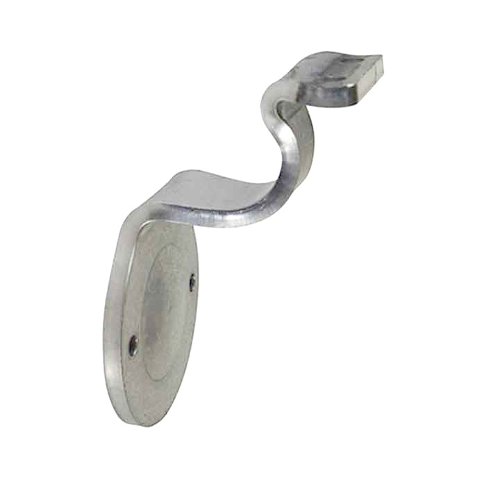 Wall Mount Handrail Bracket, Stamped Aluminum, Round Saddle, 2-1/2" Wall Clearance, 2 mounting holes