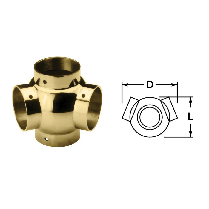 1-1/2" Brass 135 degree Side Outlet Tee