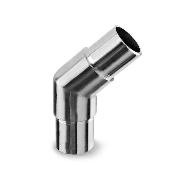 135 degree Connector for 1.9" dia. Tubing, 316 Satin Stainless Steel, Sold 2/Box