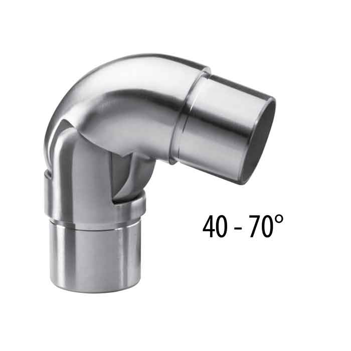 Pivotable 40-70 degree Connector for 1.9" dia. Tubing, 316 Stainless Steel, Sold 2/Box