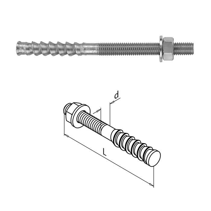 Chemical Concrete Anchors, QS-311, 316 Stainless Steel, 4-3/8" Long, Sold 10/Box