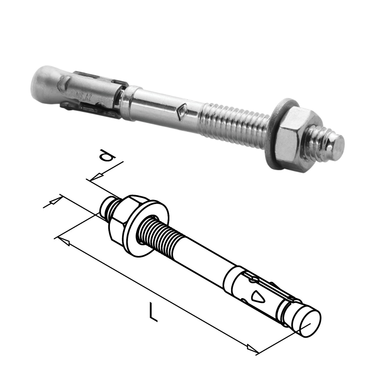 Mechanical Concrete Anchors, QS-58, 316 Stainless Steel, 3-1/2" Long, Sold 10/Box