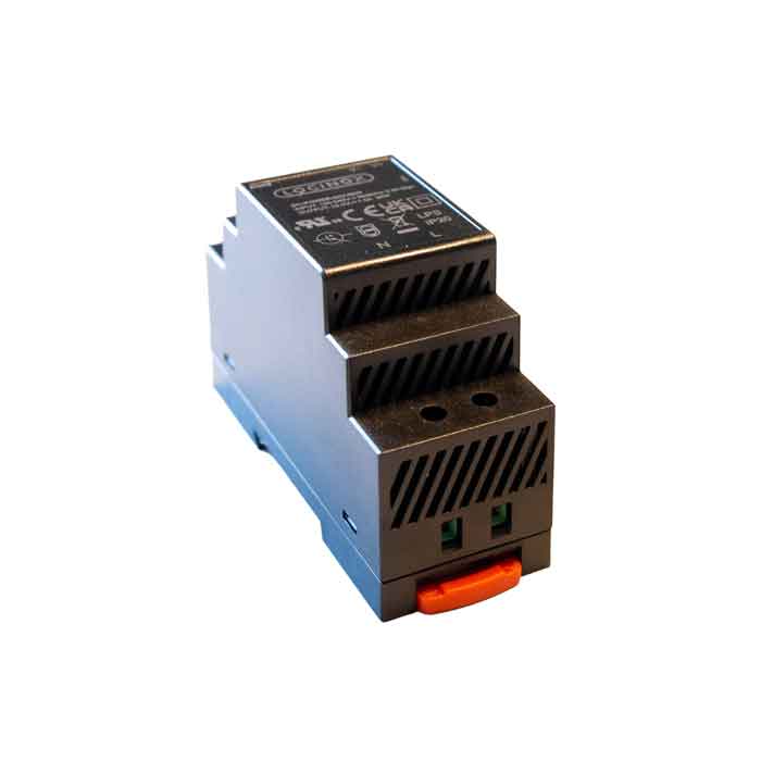 DC power supply with 24V input voltage and 30W output. Use with Powerboxes PB-1-ZILV or PB-1-9005
