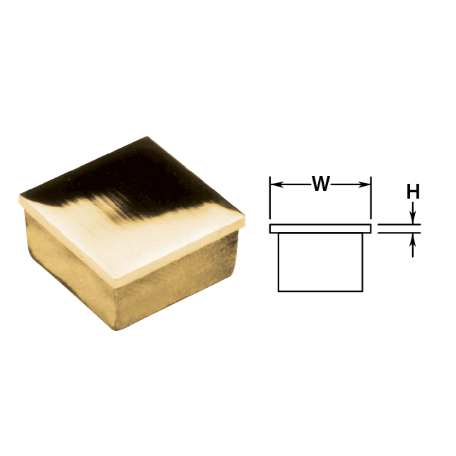 2" Brass Flat Square End Cap