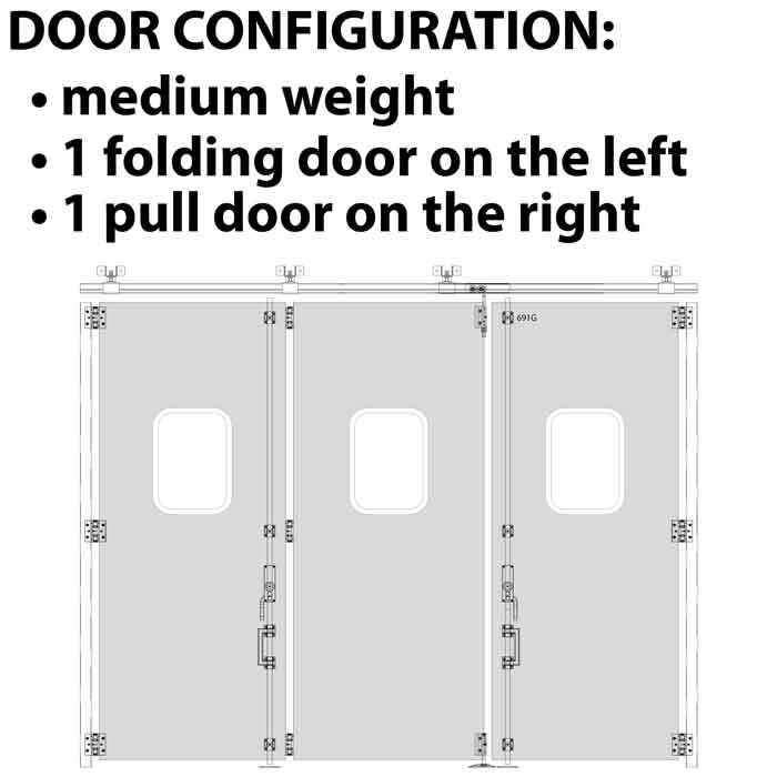 Door Configuration: Medium Weight / 1 Folding Door and 1 Pull Door