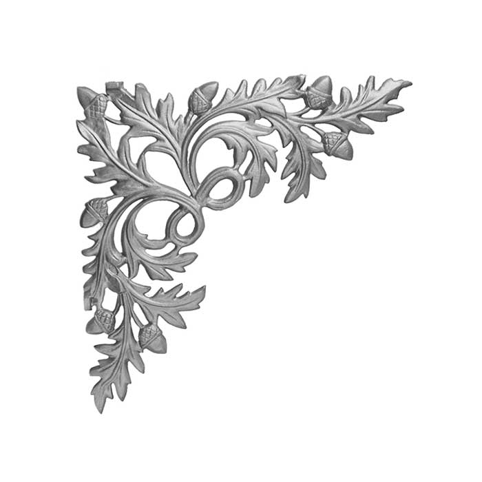 16-1/4" Tall Cast Iron Corner Bracket, Water Oak Style, Double Faced