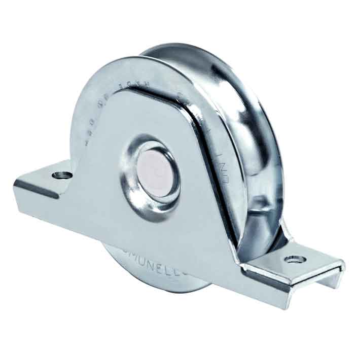 4" Recessed Mount Round Profile Wheel, 2 Bearings, Stainless Steel