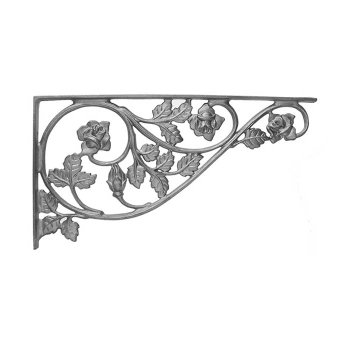 9-1/2" Tall Cast Iron Corner Bracket, Rose Style, Double Faced