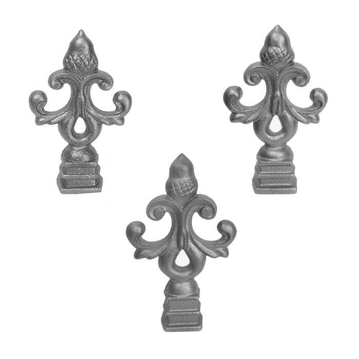 Cast Iron Finials Decorated with Leaves and an Acorn