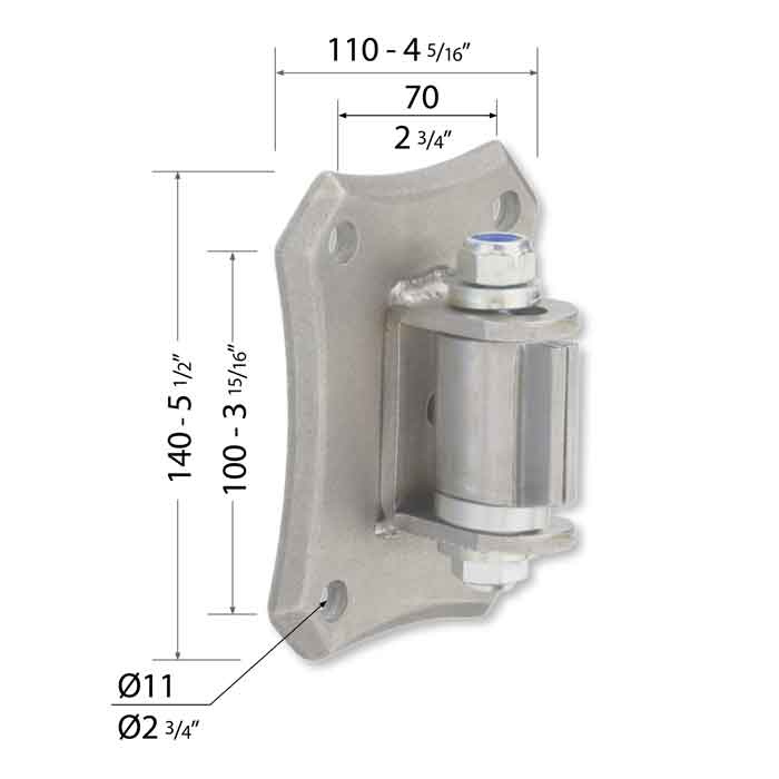 Adjustable Steel Hinge w/Wallplate, 660lbs/pair, Sold Individually