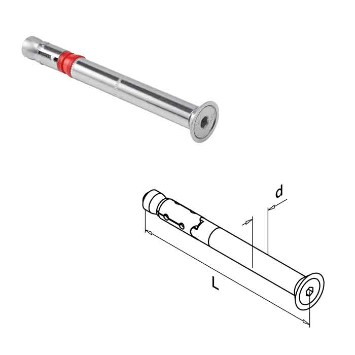 Concrete Anchor Screw w/Hex Head (QS-519), 4-59/64" Long, Sold 25/box, 316 Stainless Steel (19.4212.150.14)