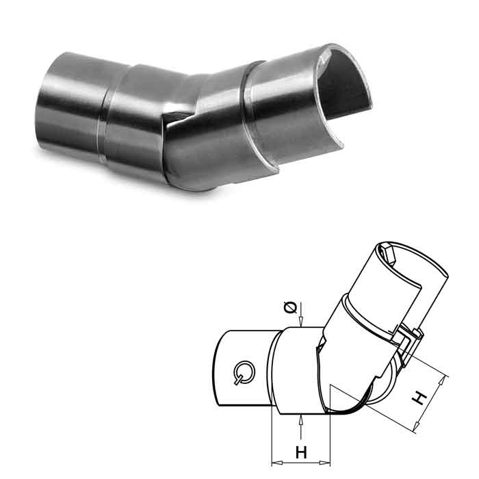 Easy Glass® Upward Pivotable Connector for 1.9" dia. Cap Rail