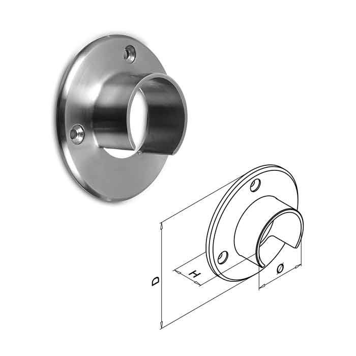 Easy Glass® Wall Flange for 1.66" dia. Cap Rail