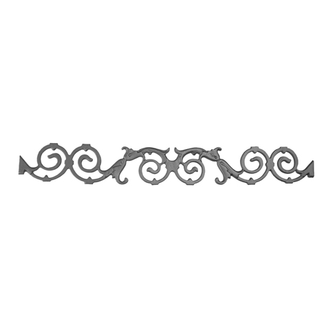 31-3/8" Wide Cast Iron Valance, Scroll and Leaf Design, Double Faced