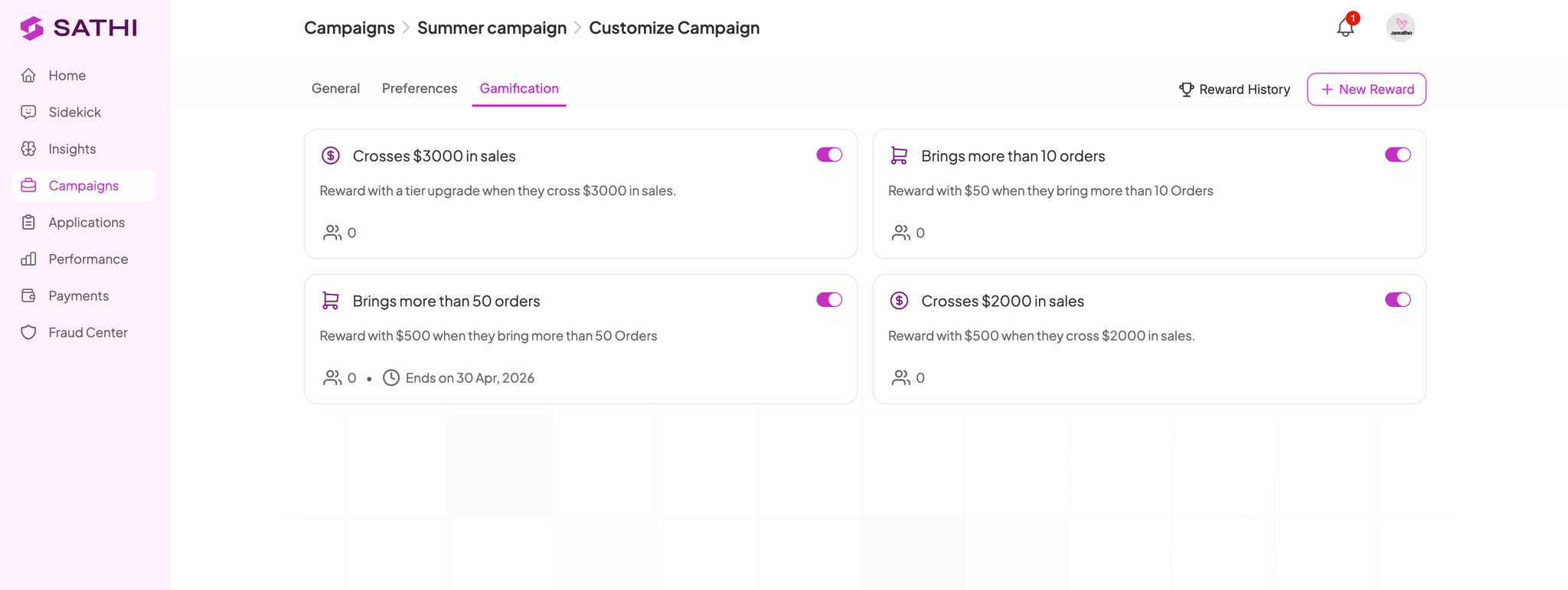 Sathi campaign dashboard