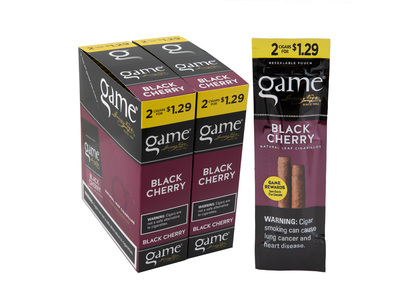 Game Black Cherry 2 For $1.29 Cigarillos Pre-Priced Upright 