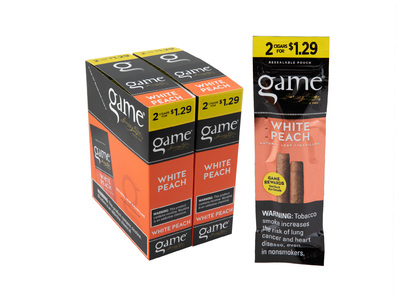 Game White Peach 2 For $1.29 Cigarillos Pre-Priced Upright 