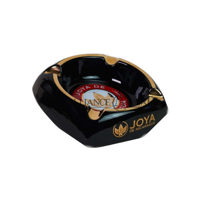 Ashtray, Joya de Nicaragua, Ceramic, Black with Gold, Round, 4 cigars 