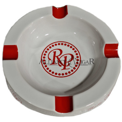 Ashtray, Rocky Patel Large round, White with red logo 