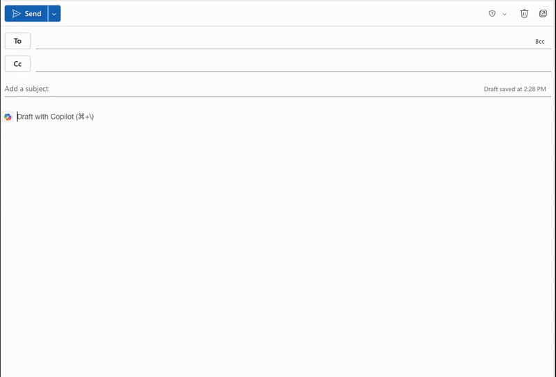 *Image: Flow from brief box to Copilot logo to three draft cards*