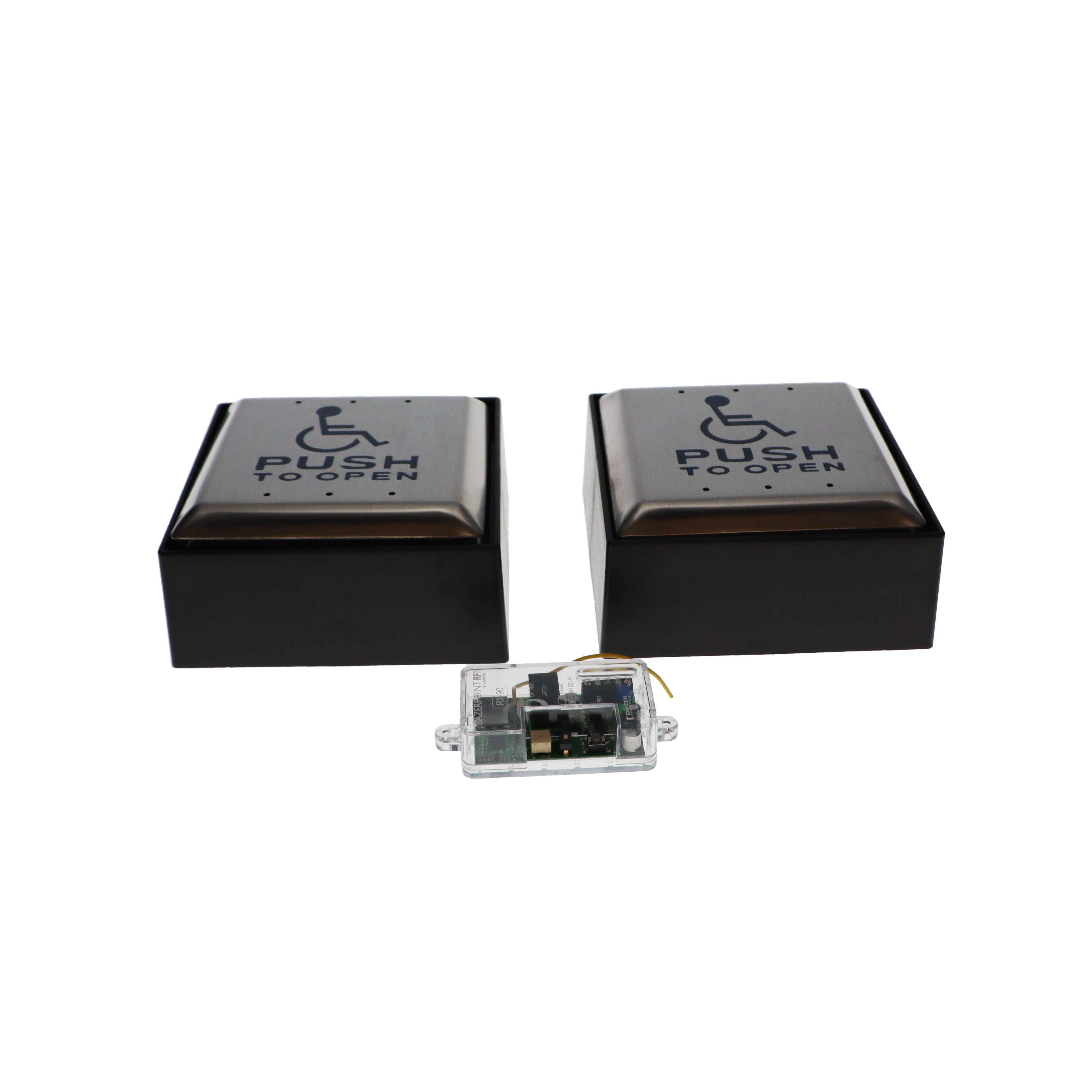 4.5in Sq RF Push Plate Kit with RX90 Receiver (Conc