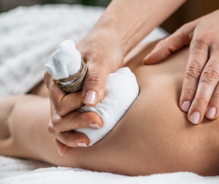 Patient undergoing Ayurvedic treatment from an expert practitioner
