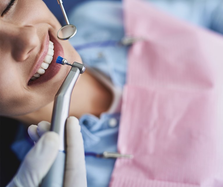 Patient undergoing a dental procedure